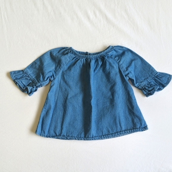 old navy bell sleeve chambray denim blouse 6-12 months baby girl - Picture 1 of 6